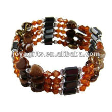 Magnetic Brown Heart Wrap Bracelets &amp; Collier 36 &quot;